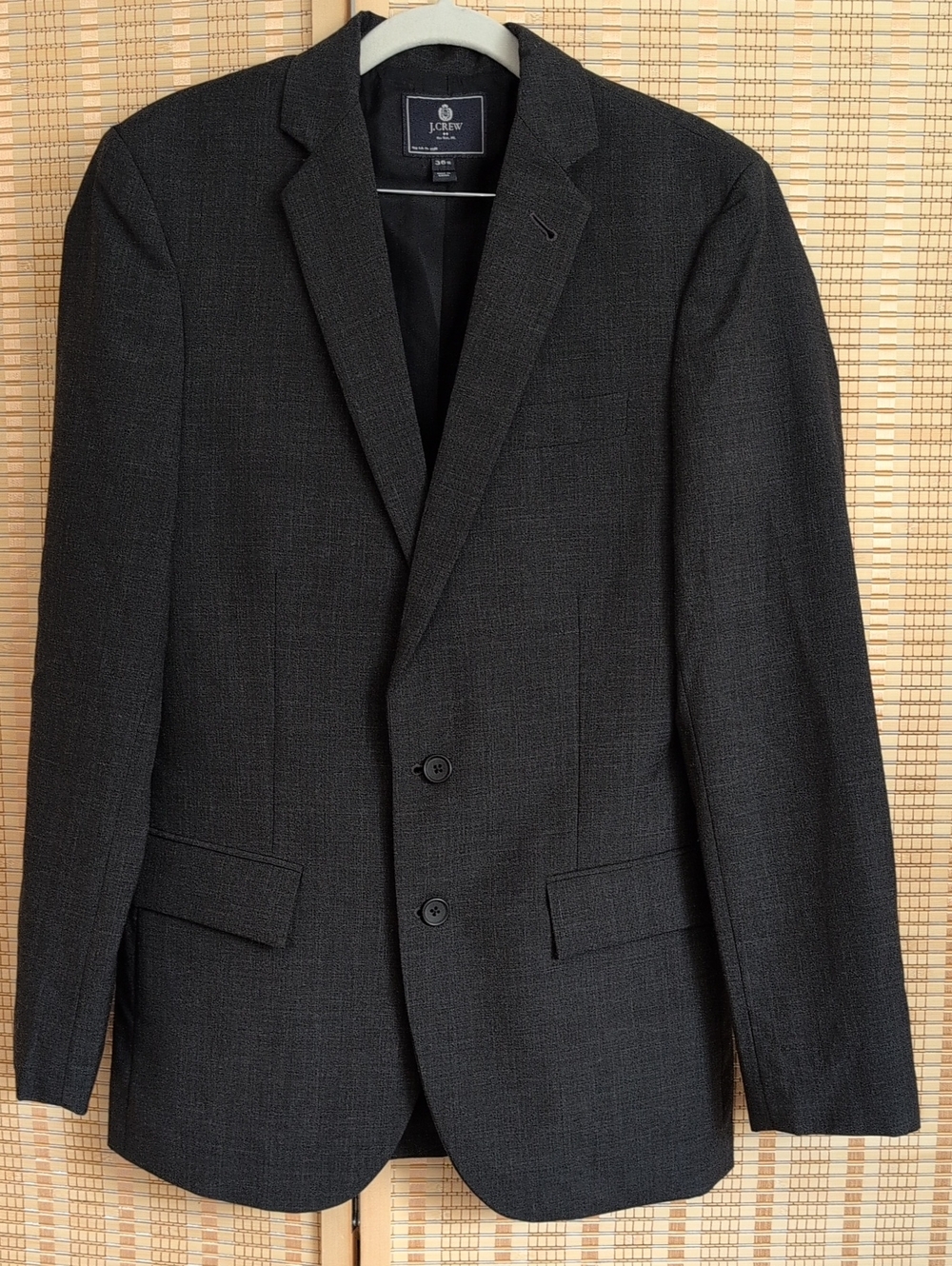 J. Crew Men’s Dark Charcoal Two-Button Notch Lapel 80% Wool Blend Blazer